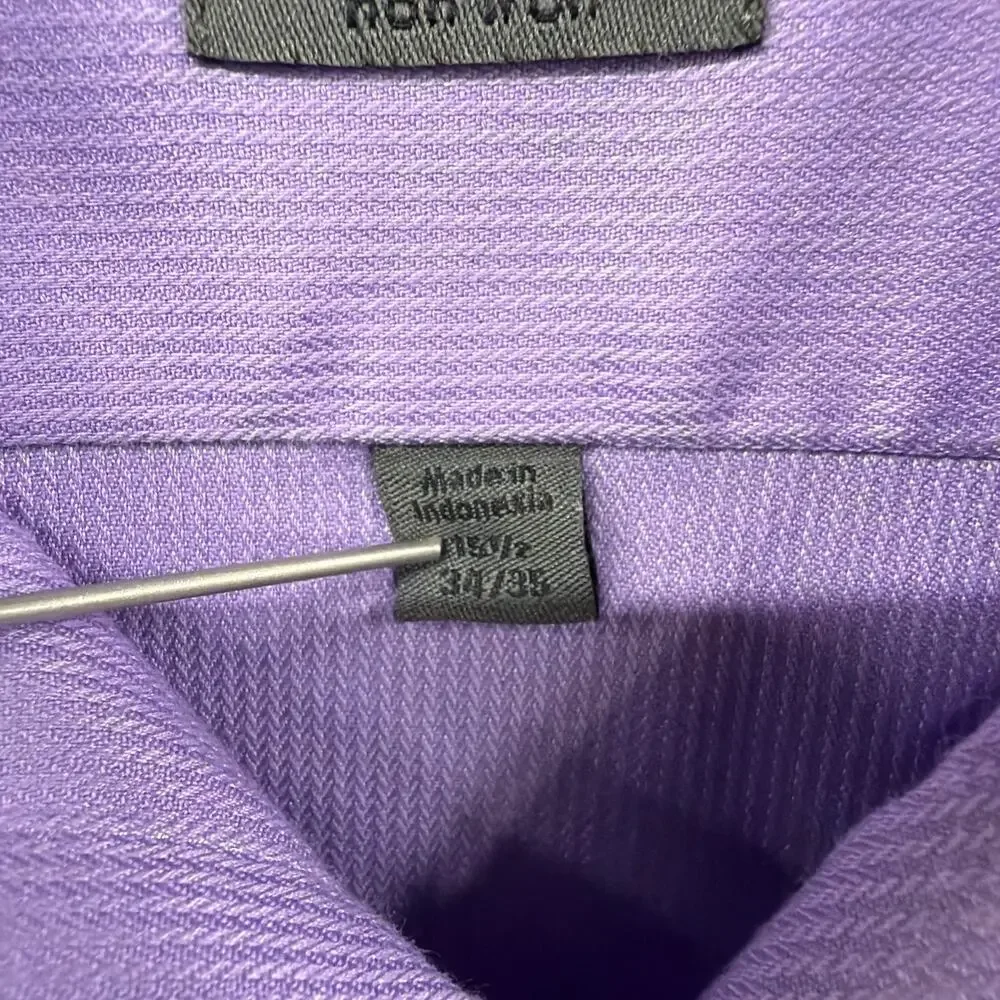 Calvin Klein Dress Shirt Mens 15.5 34/35 Purple Slim Fit Non Iron Button Up